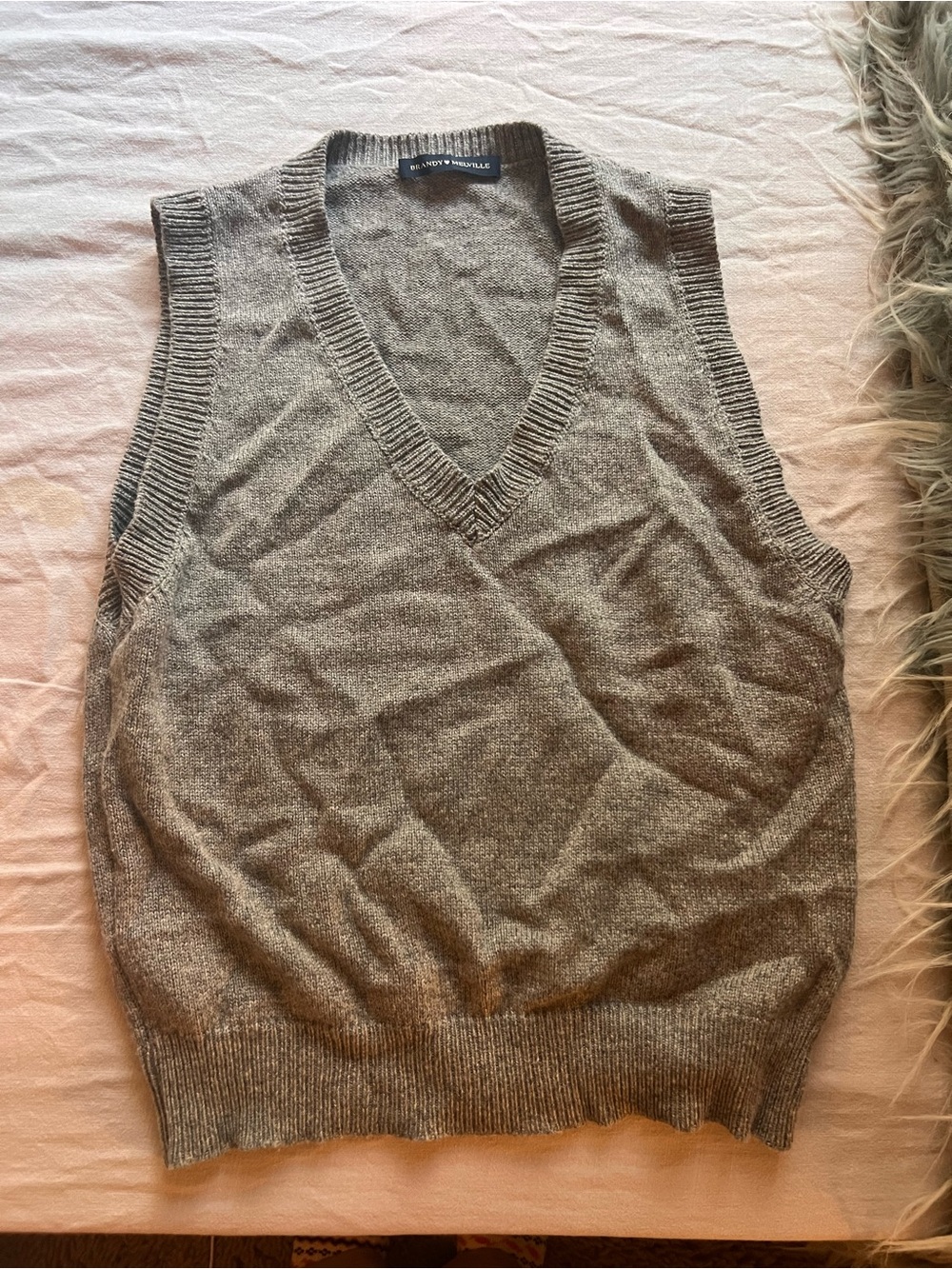 Brandy Melville Heather Gray V-Neck Sweater Vest
